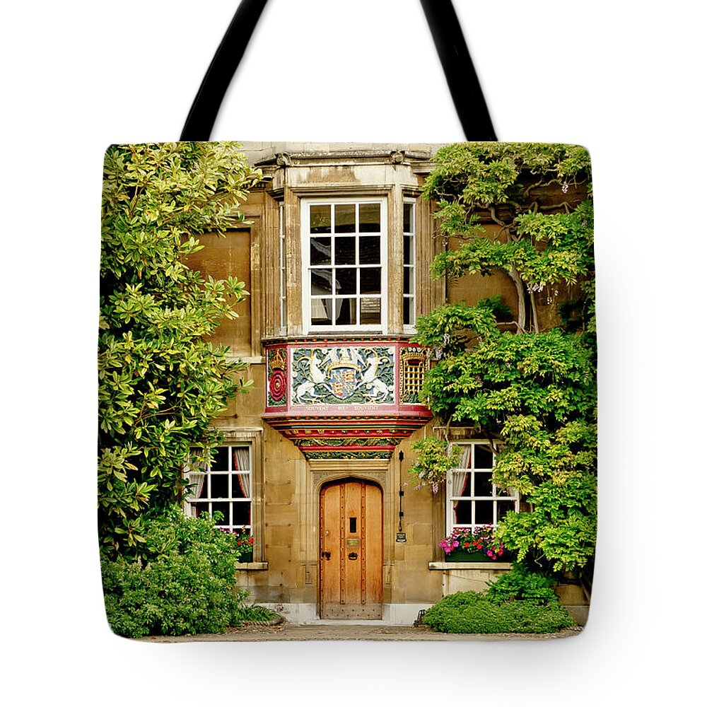 Cambridge Tote Bag featuring the photograph Christ's College court. Cambridge. by Elena Perelman