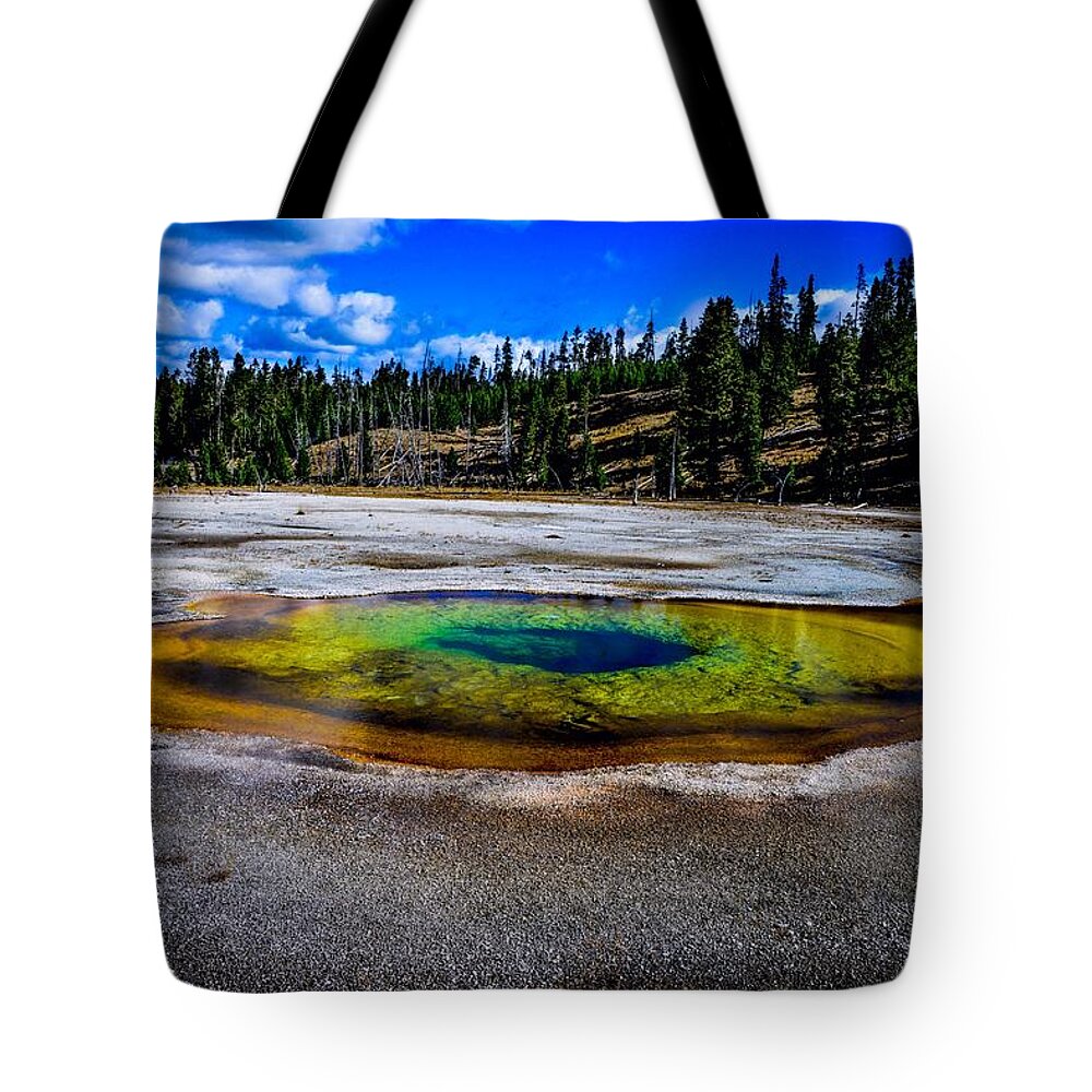 Yellowstone Tote Bag featuring the photograph Chromatic Pool, Yellowstone by Marilyn Burton
