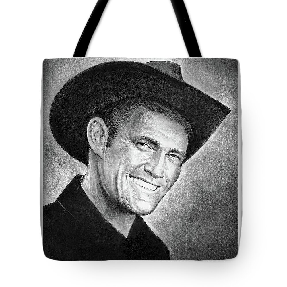 Chuck Connors Tote Bag featuring the drawing Chuck Connors by Greg Joens
