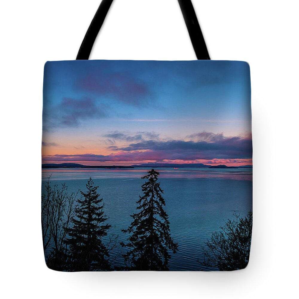 Sunrise Tote Bag featuring the photograph Chuckanut Sunrise by Mark Joseph