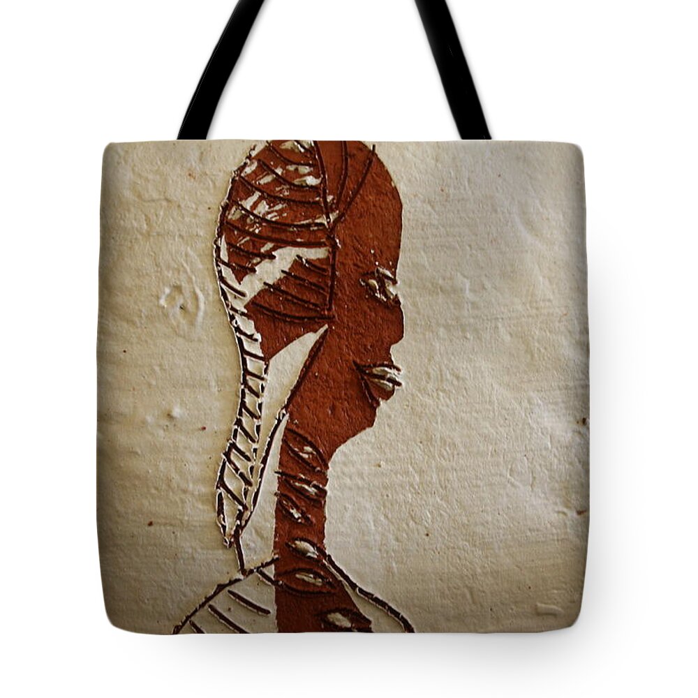 Jesus Tote Bag featuring the ceramic art Church lady 11 - tile by Gloria Ssali