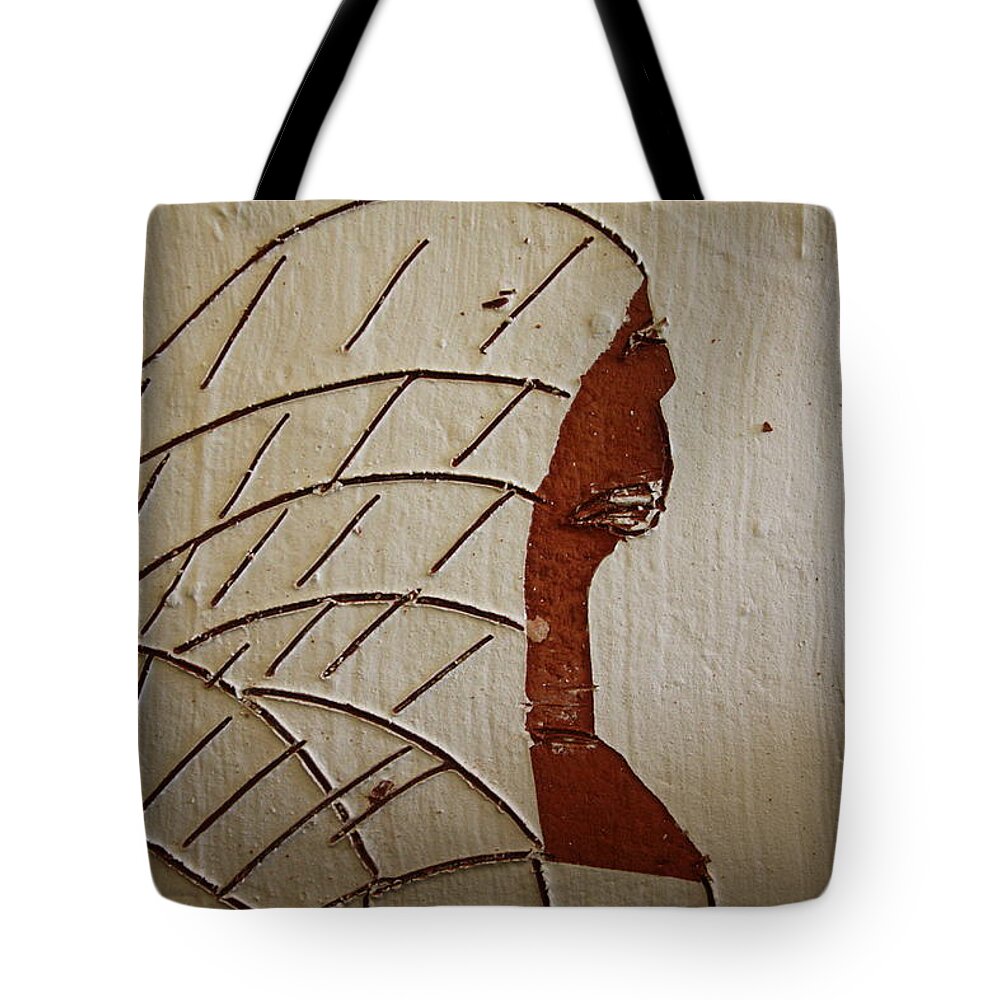Jesus Tote Bag featuring the ceramic art Church lady 2 - tile by Gloria Ssali