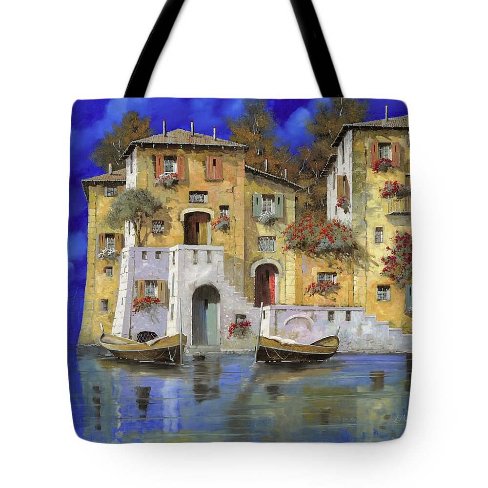 Landscape Tote Bag featuring the painting Cieloblu by Guido Borelli