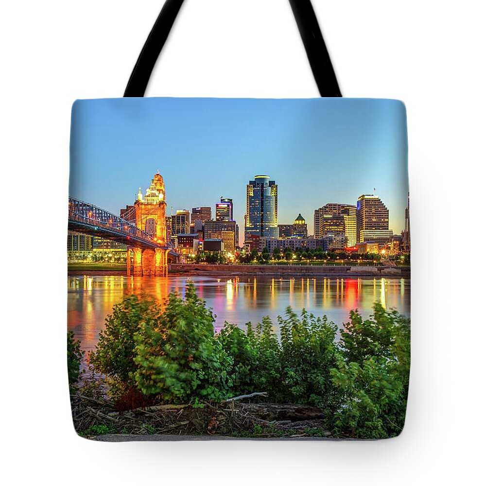 America Tote Bag featuring the photograph Cincinnati Ohio Downtown Skyline - City in Color by Gregory Ballos