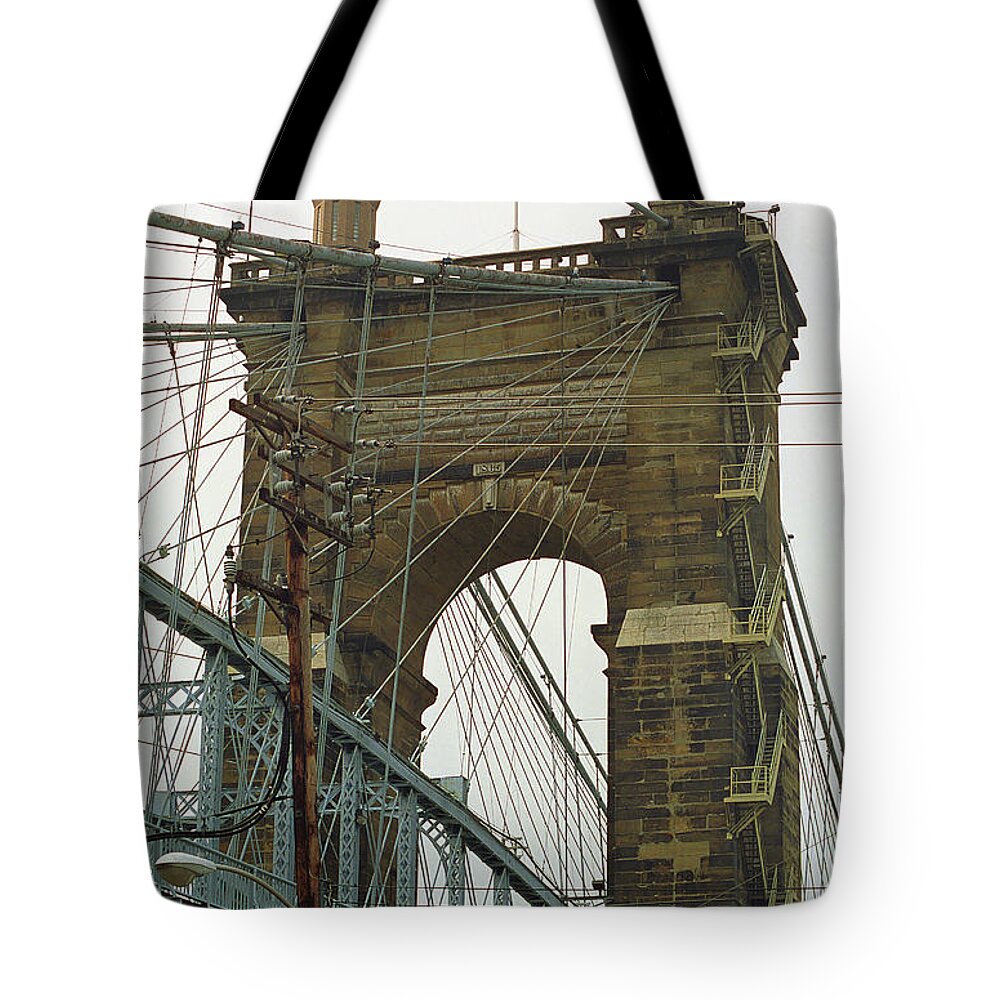 Arches Tote Bag featuring the photograph Cincinnati - Roebling Bridge 4 by Frank Romeo