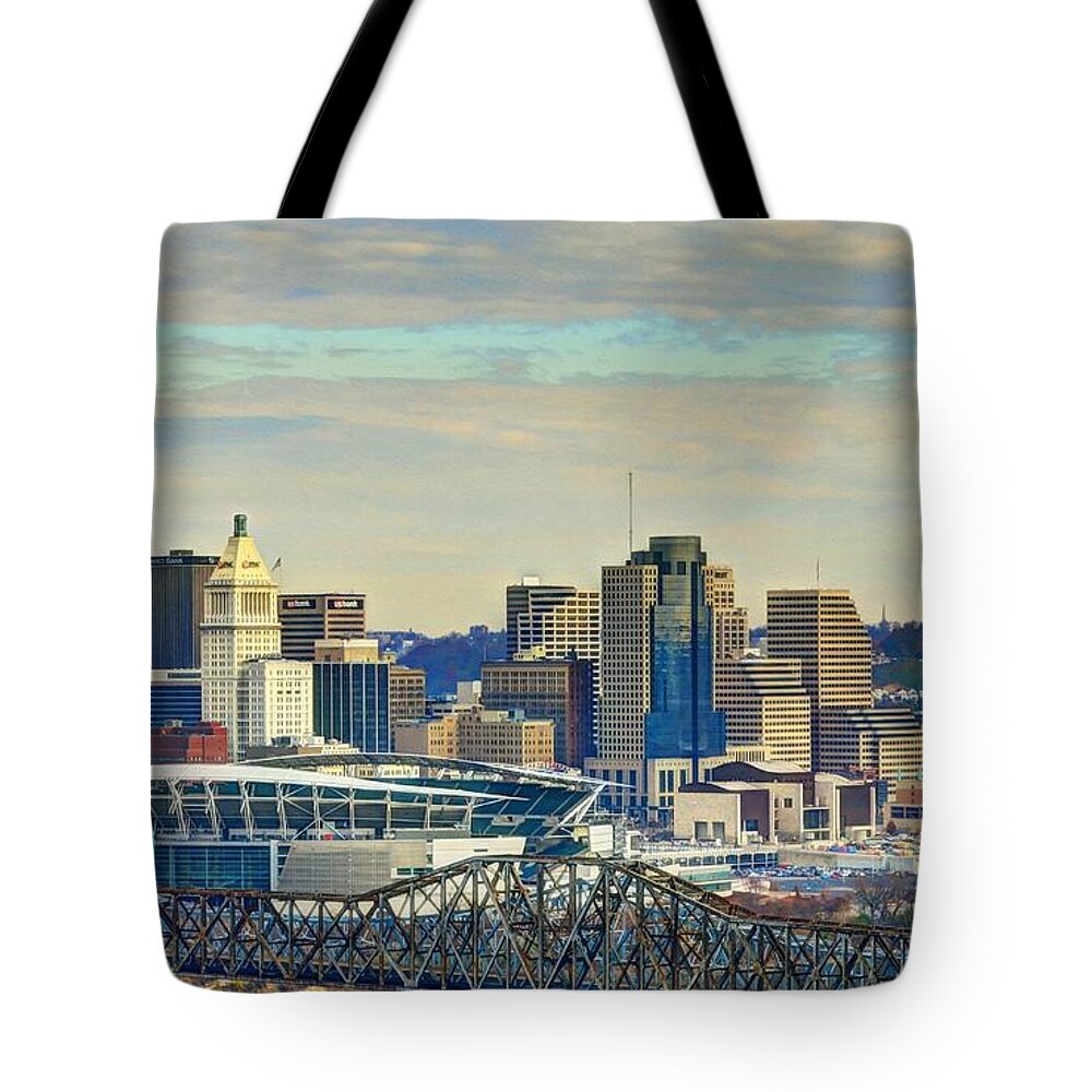 Mel Steinhauer Tote Bag featuring the photograph Cincinnati Skyline Clouds 2 by Mel Steinhauer