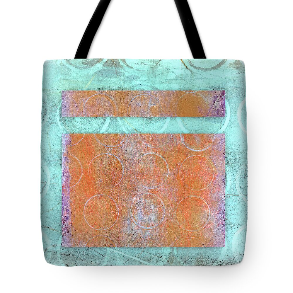 Circles Tote Bag featuring the mixed media Circles and Rectangles Abstract by Carol Leigh