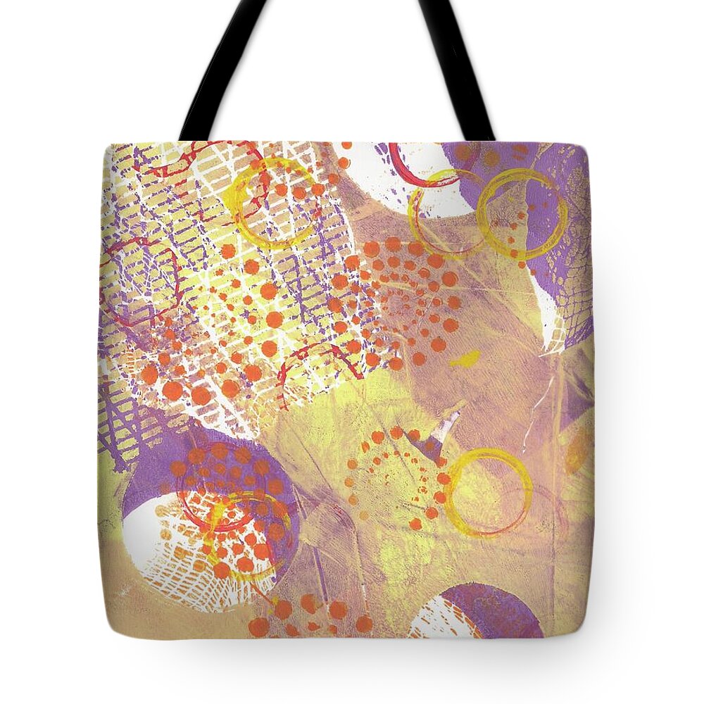 Circles Tote Bag featuring the painting Circular Purple and Gold by Cynthia Westbrook