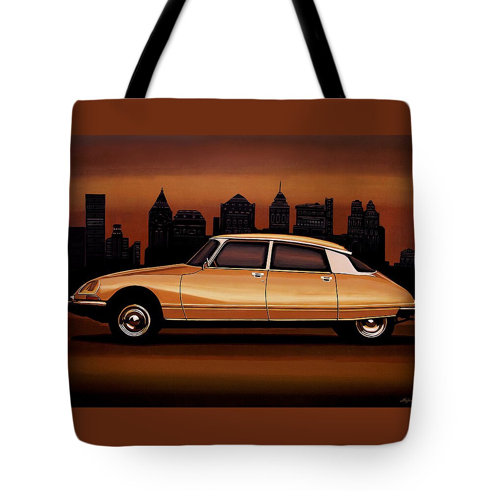 Citroen Ds Tote Bag featuring the painting Citroen DS 1955 Painting by Paul Meijering