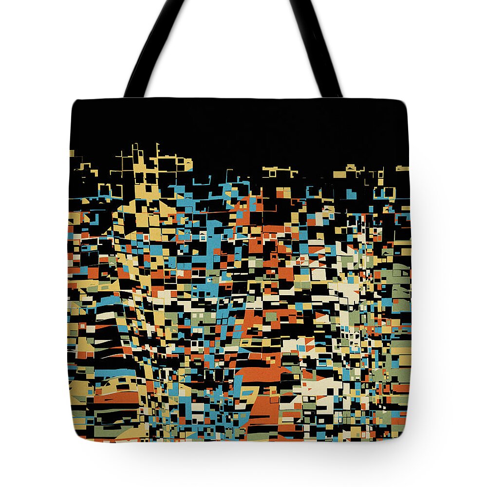 City Abstract Tote Bag featuring the digital art City At Night by Phil Perkins