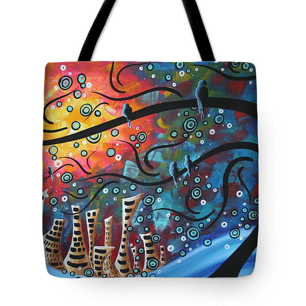 Art Tote Bag featuring the painting City by the Sea by MADART by Megan Duncanson