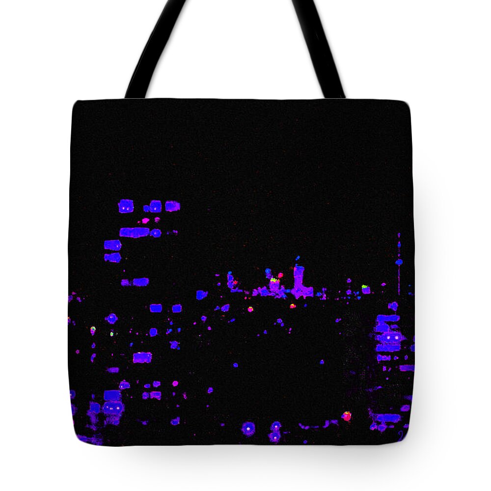 Toronto Tote Bag featuring the painting Toronto City Lights by Michael A Klein