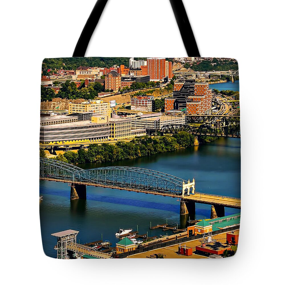 Allegheny Tote Bag featuring the photograph City of Bridges by Maria Coulson