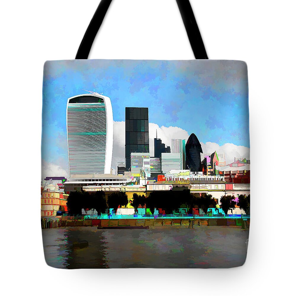 City Of London Tote Bag featuring the digital art City of London by Roger Lighterness