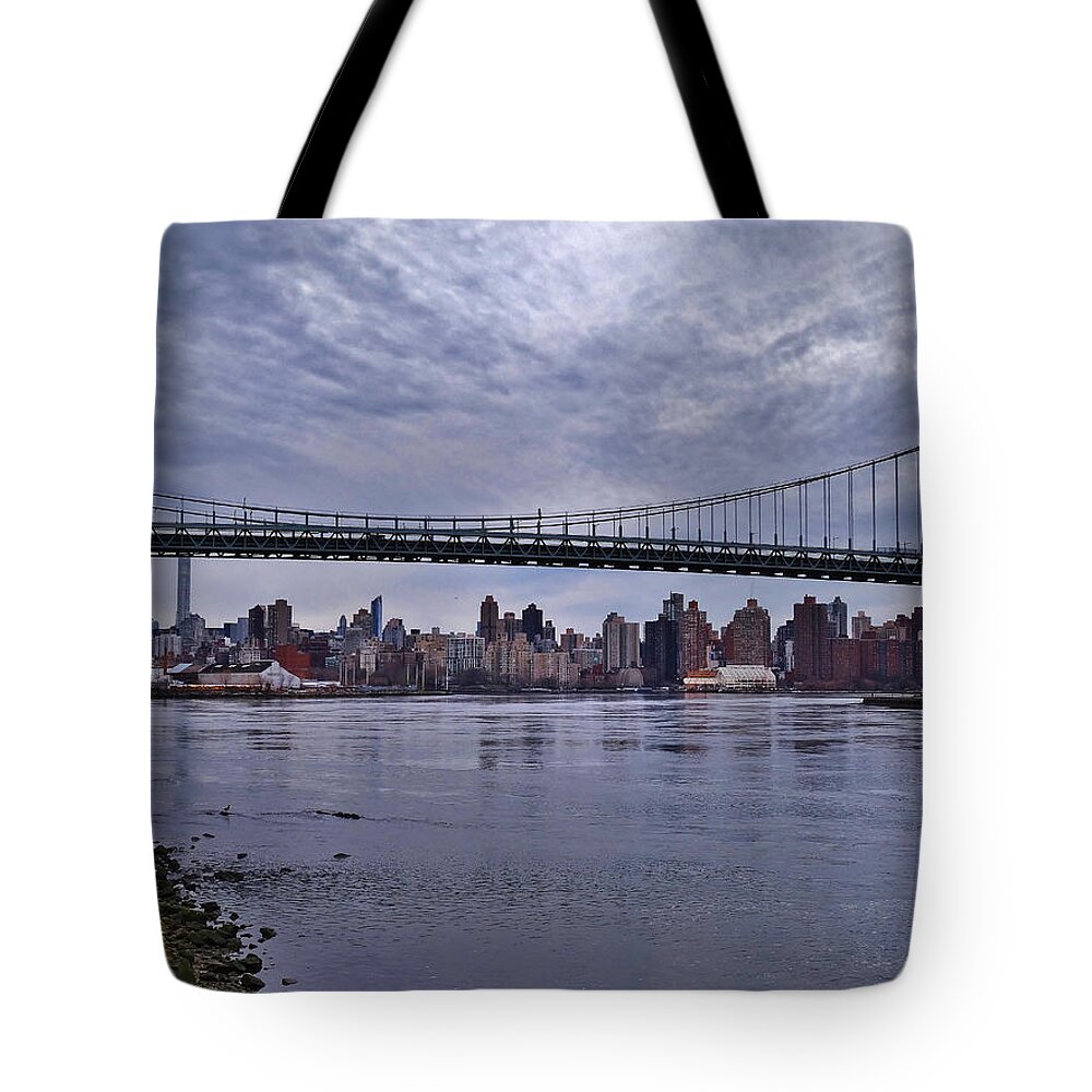 Cityscape Tote Bag featuring the photograph City Scape from Astoria Park by Mikki Cucuzzo