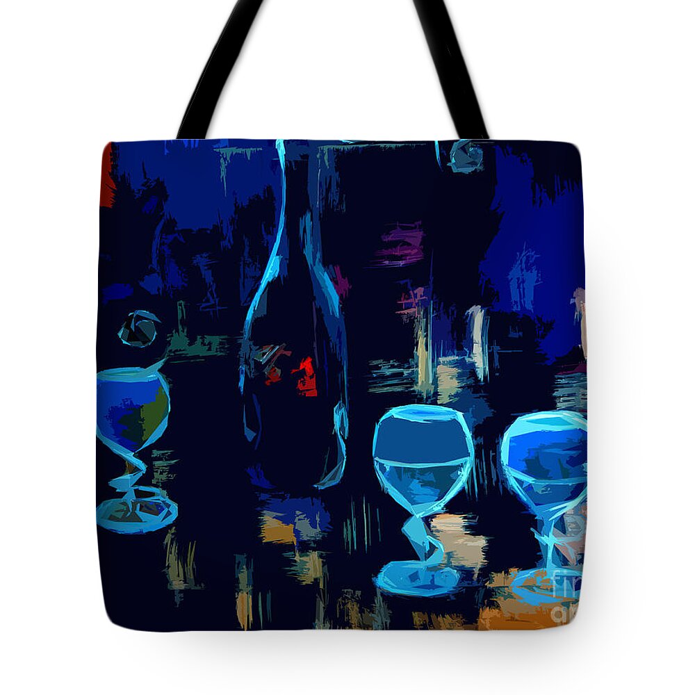 Cityscape Tote Bag featuring the painting Cityscape Wine Pop Art by Lisa Kaiser