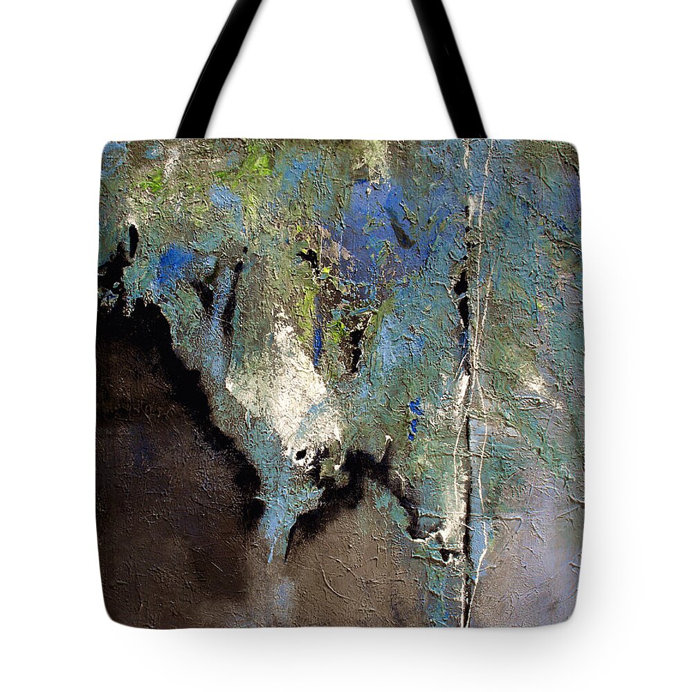 Abstract Tote Bag featuring the painting Clandestine by Ruth Palmer