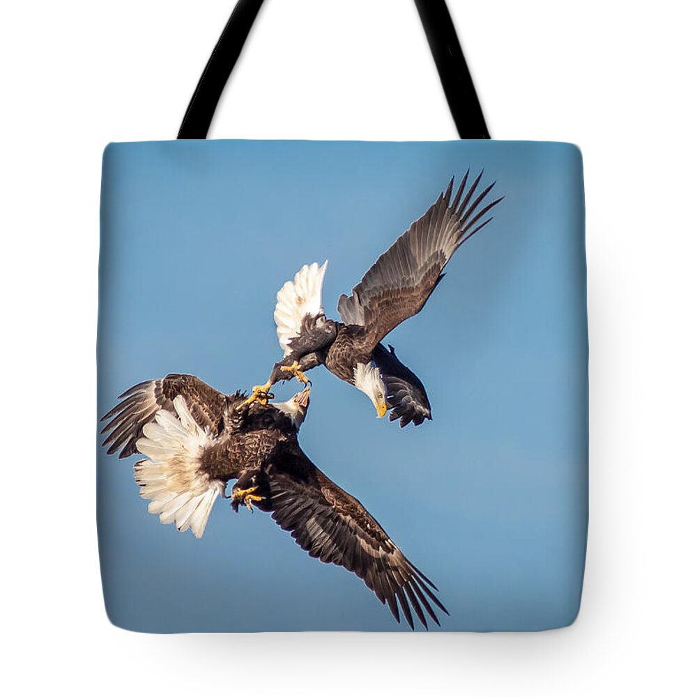 Bald Eagle Tote Bag featuring the photograph Clash of the Titans by Chris Hutcheson