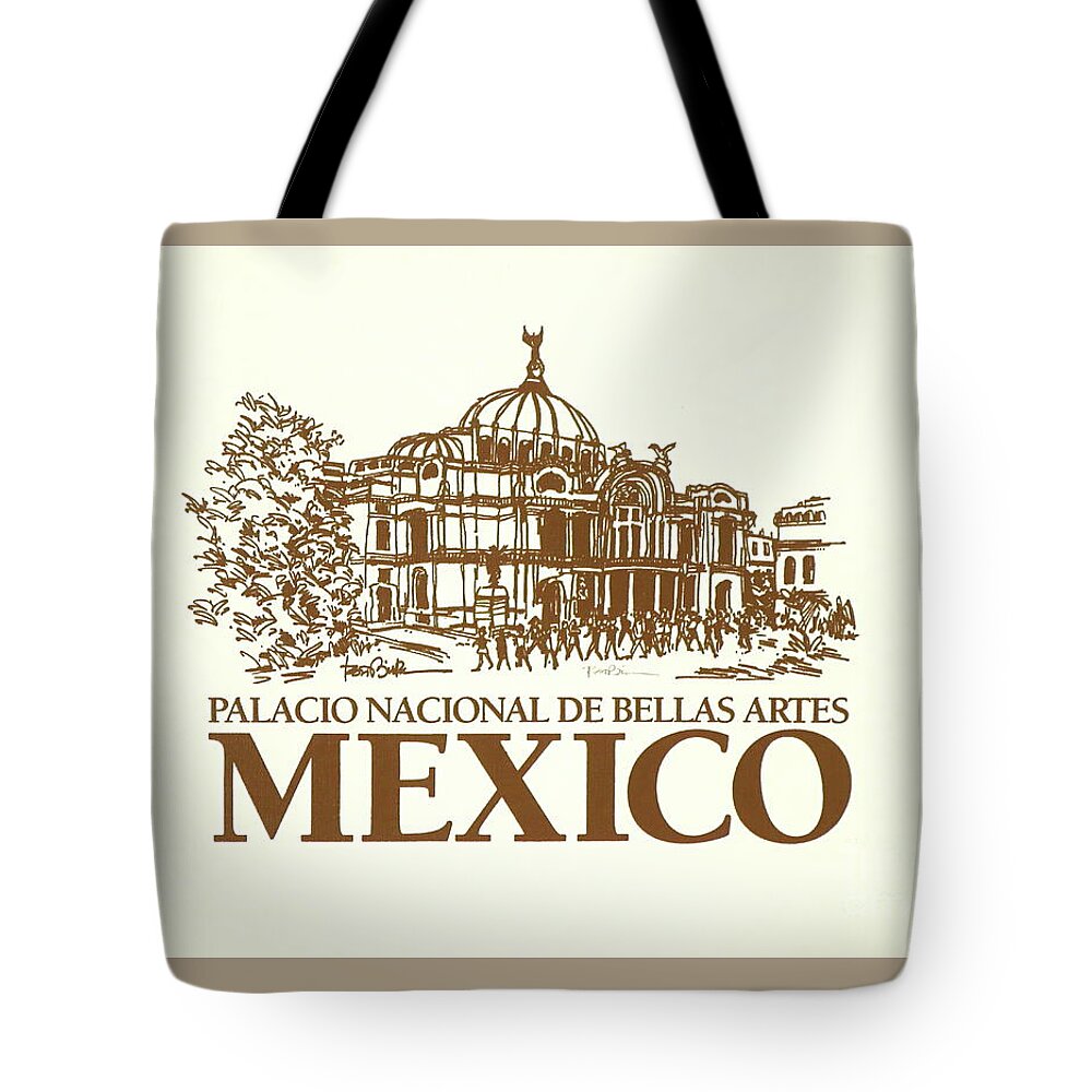 Architecture Mexico City. Silkscreen Print Tote Bag featuring the mixed media Classic Architecture in Mexico City Print by Robert Birkenes