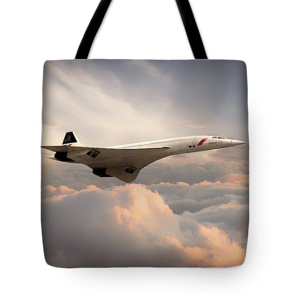 Concorde Tote Bag featuring the digital art Classic Concorde by Airpower Art