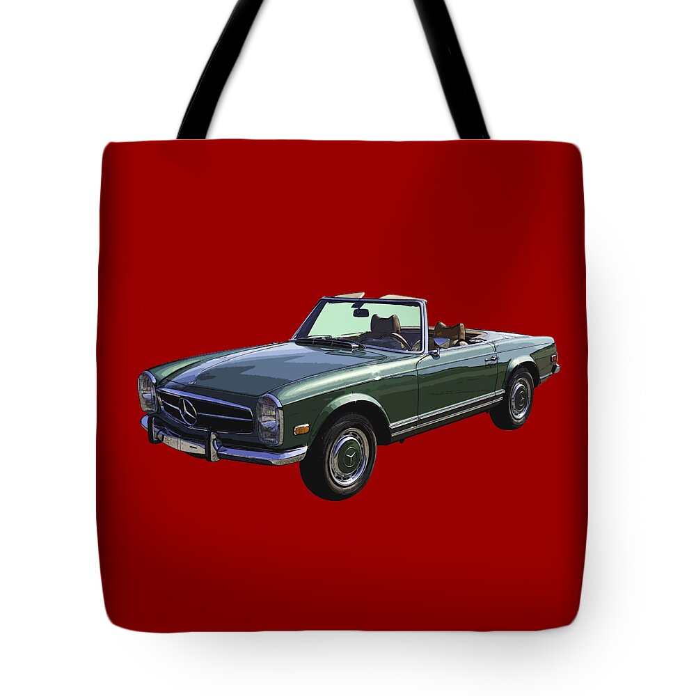 Mercedes Benz Tote Bag featuring the photograph Classic Mercedes Benz 280 SL Convertible Automobile by Keith Webber Jr