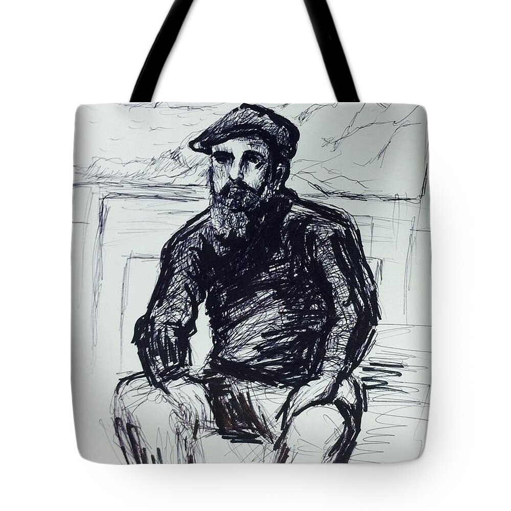 Claude Monet Tote Bag featuring the drawing Claude Monet by Hae Kim
