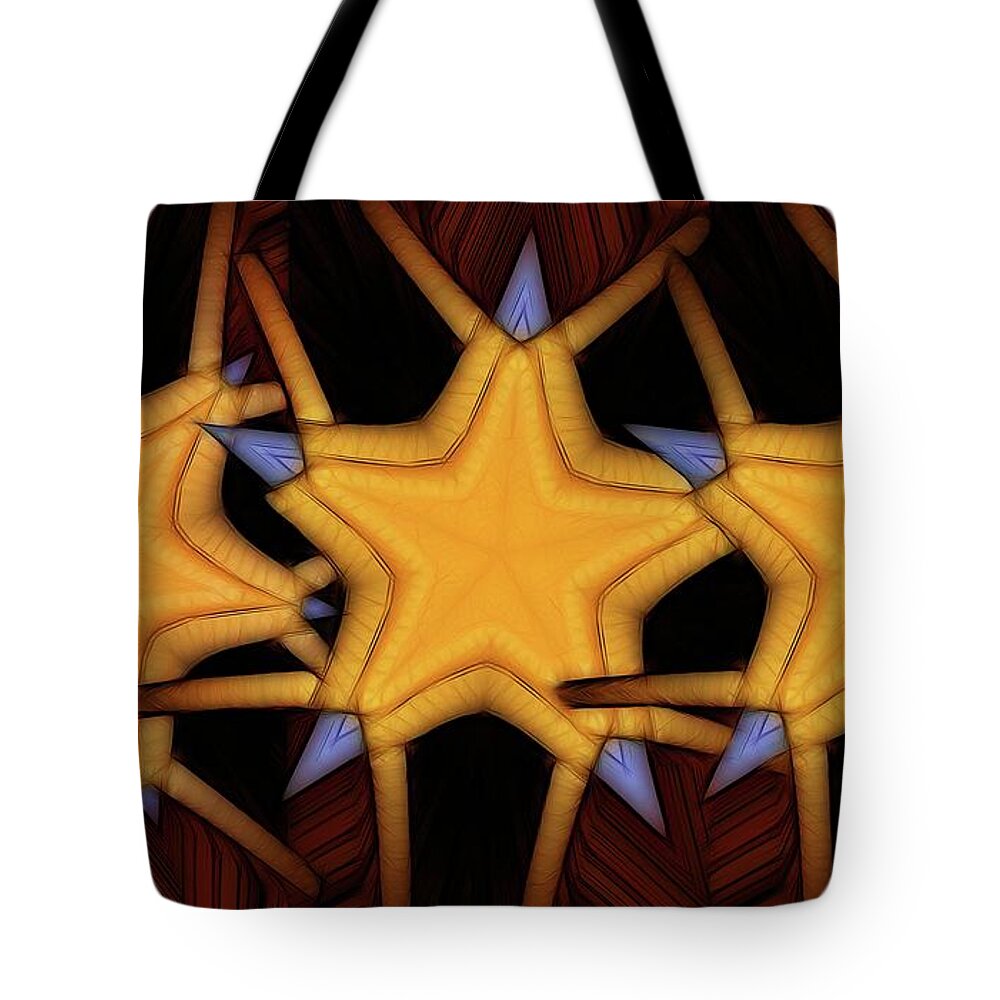 Collage Tote Bag featuring the digital art Clawed Stars by Ronald Bissett