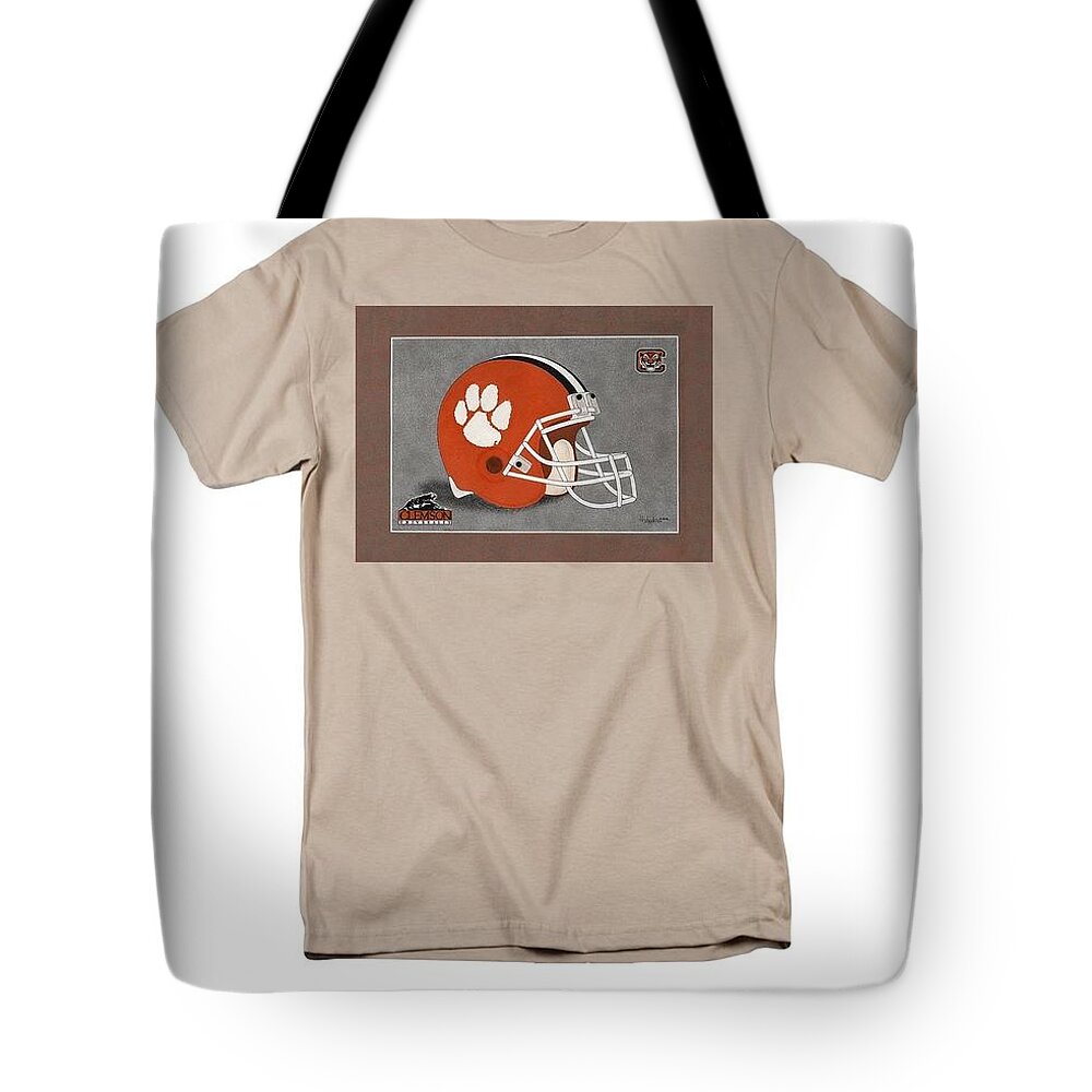  Tote Bag featuring the painting Clemson Tigers #1 by Herb Strobino