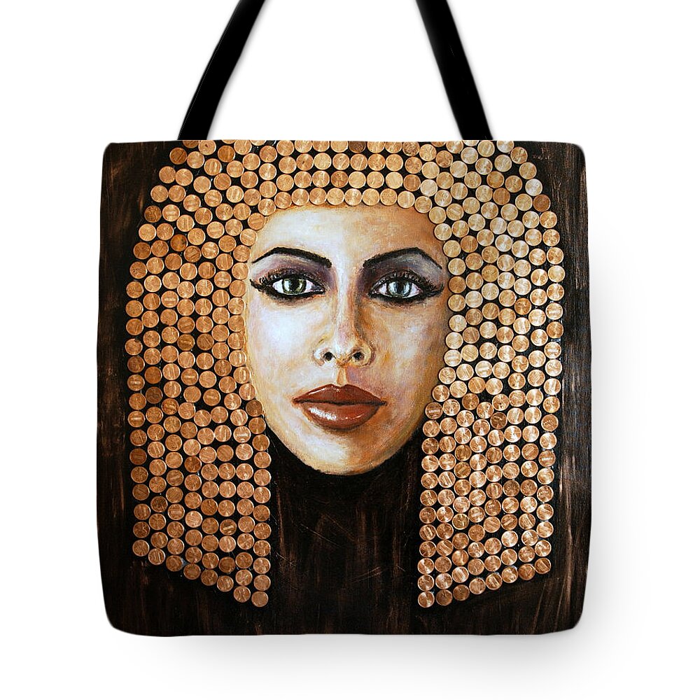 Queen Of Egypt Tote Bag featuring the painting Cleopatra by Arturas Slapsys
