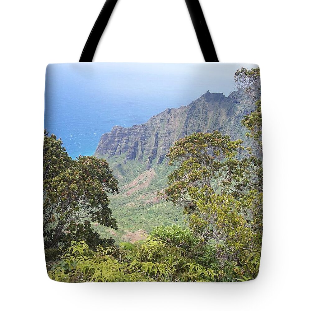 Hawaii Tote Bag featuring the photograph Cliffs by Michelle Miron-Rebbe