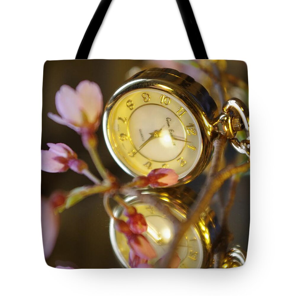 Clock - Flower Tote Bag featuring the photograph Clock - Flower by Gerald Kloss