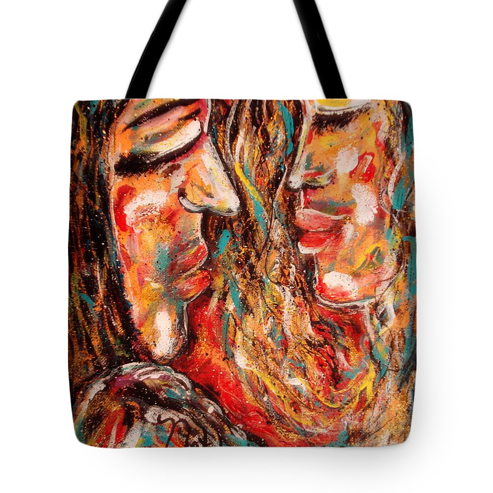 Romantic Tote Bag featuring the painting Close Encounter by Natalie Holland
