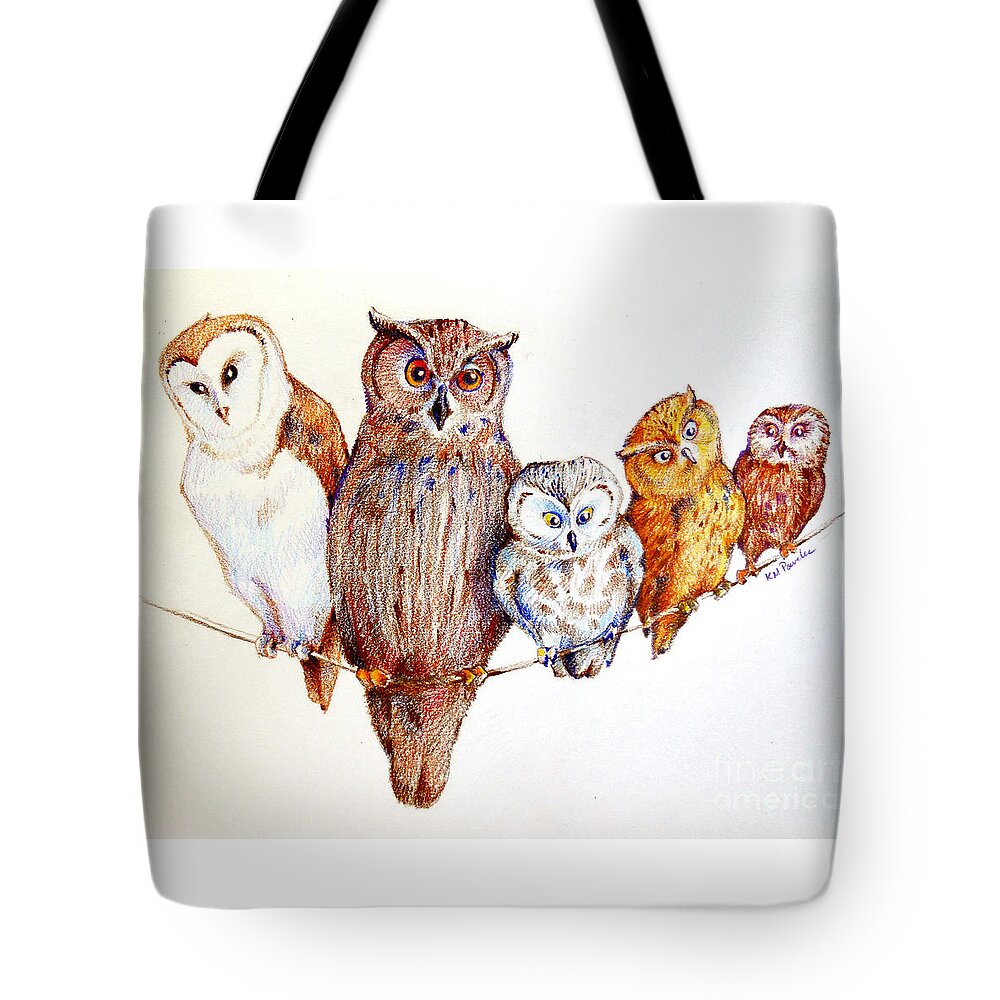 Owl Tote Bag featuring the drawing Close Scrutiny by K M Pawelec