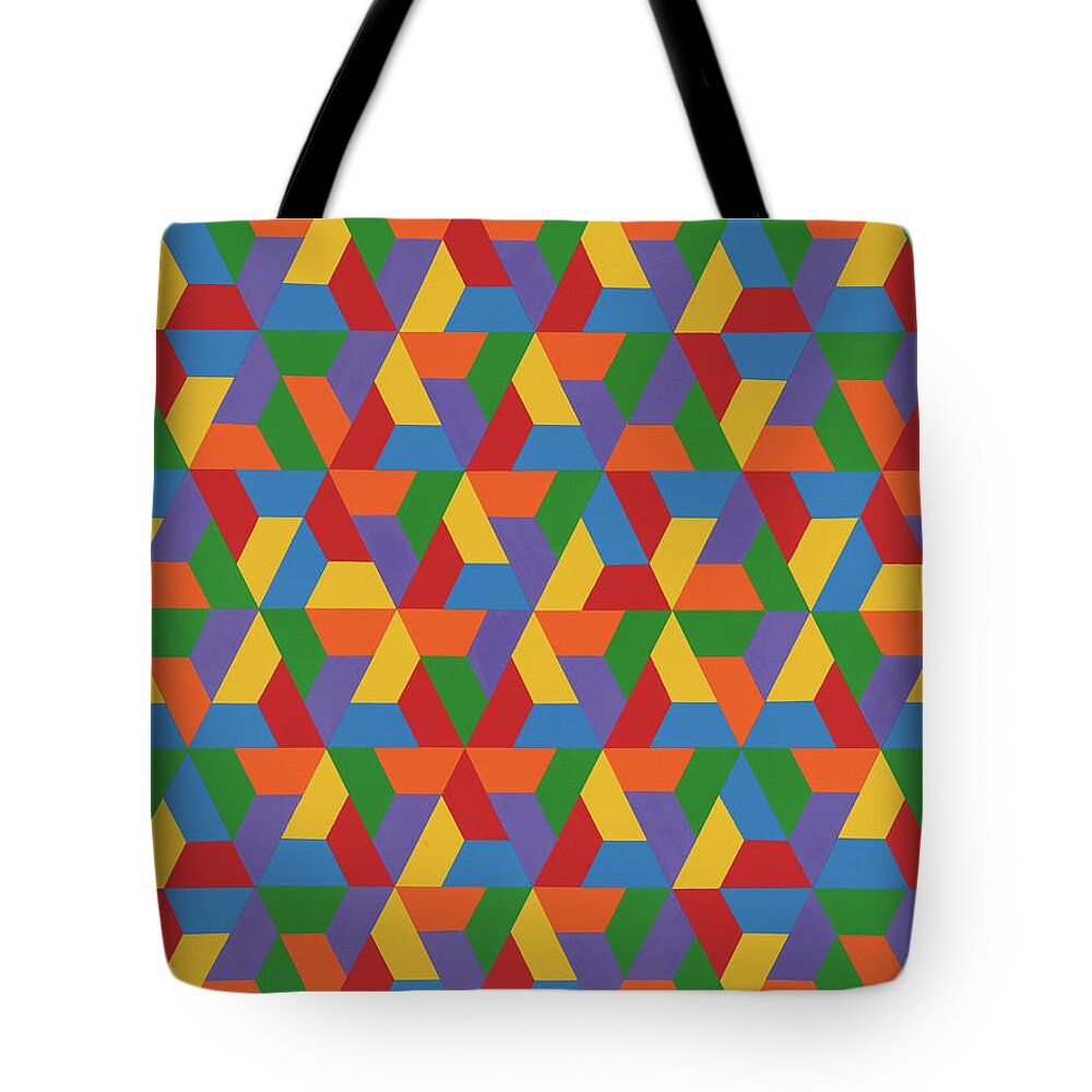 Abstract Tote Bag featuring the painting Closed Hexagonal Lattice by Janet Hansen