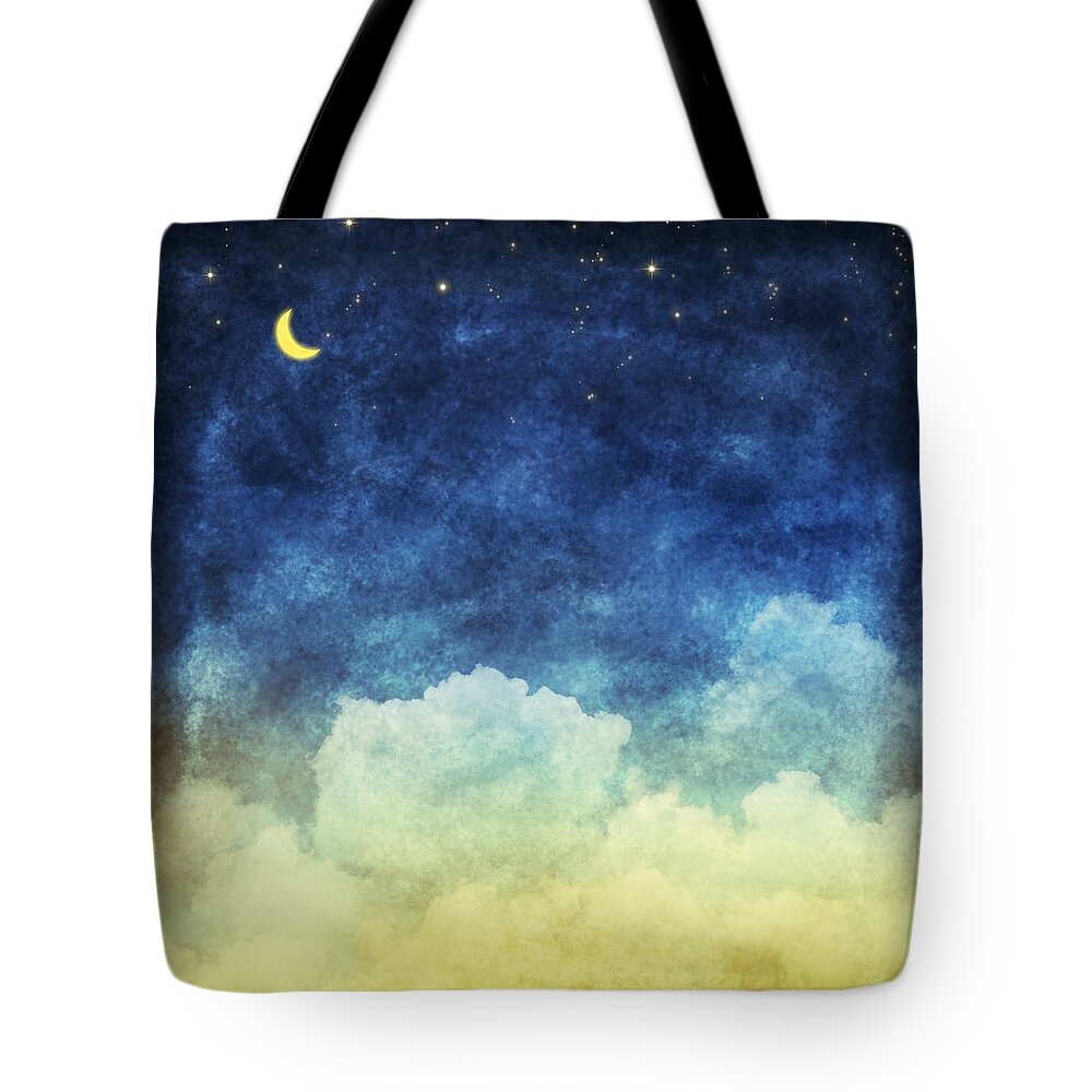 Art Tote Bag featuring the painting Cloud And Sky At Night by Setsiri Silapasuwanchai