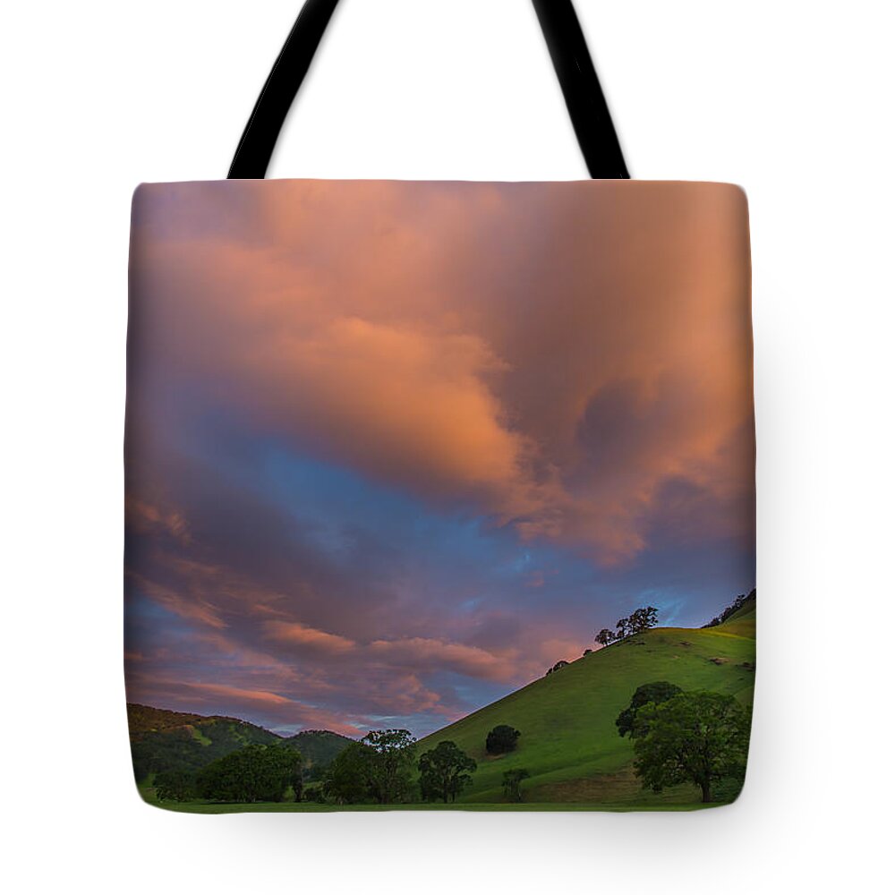 Landscape Tote Bag featuring the photograph Clouds Above Round Valley at Sunrise by Marc Crumpler