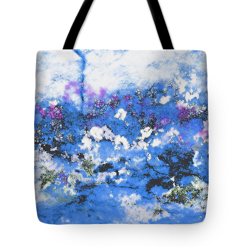  Stone Tote Bag featuring the photograph Clouds and Blossom by Stephanie Grant