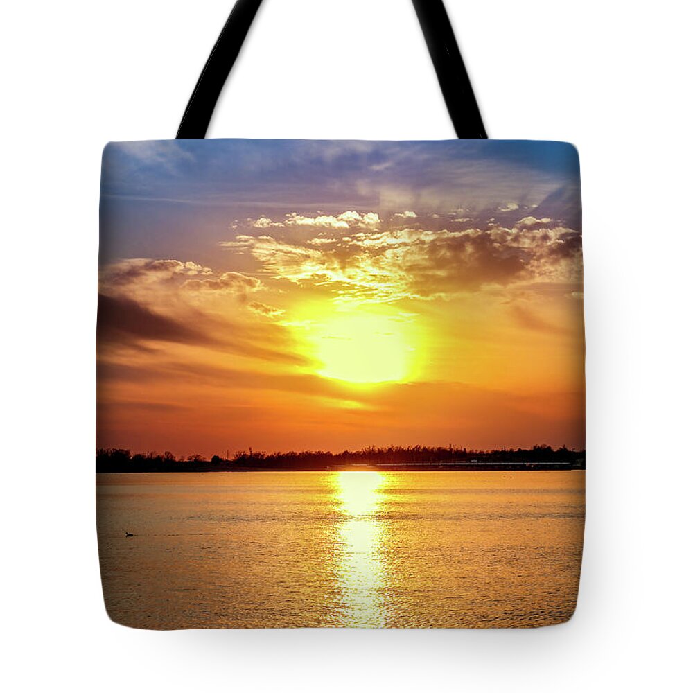 Cloudy Tote Bag featuring the photograph Clouds at Sunset by Doug Long