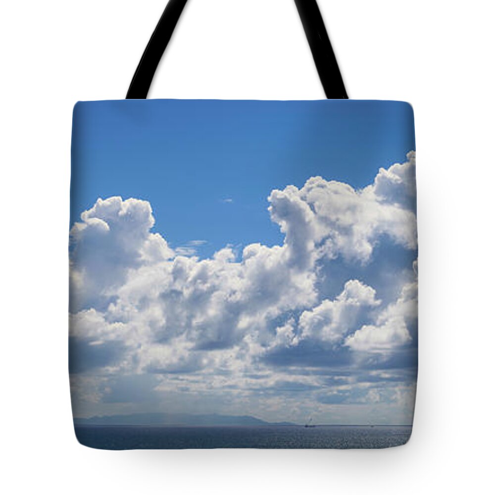 Clouds Tote Bag featuring the photograph Clouds Over Catalina Island - Panorama by Gene Parks