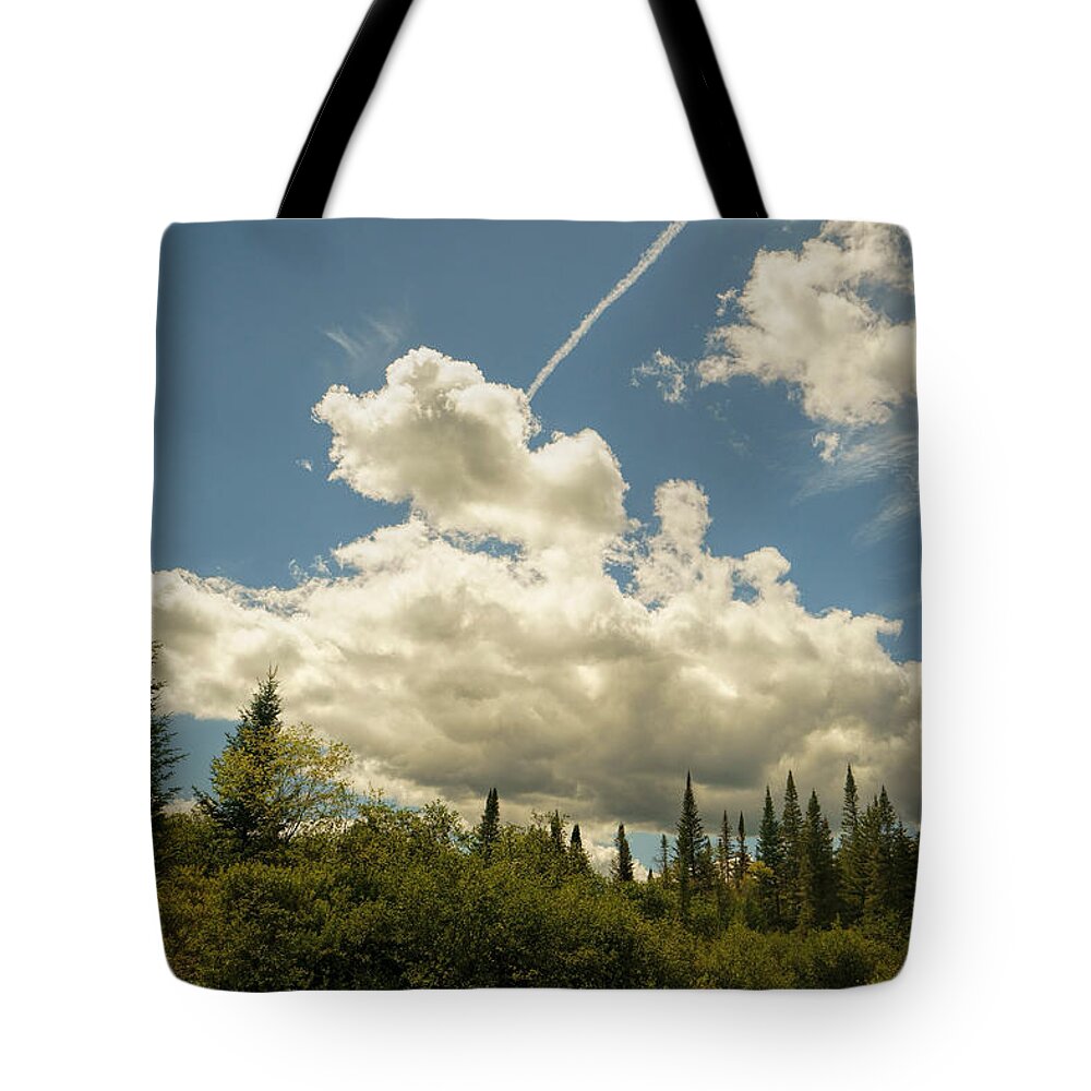 Adirondacks Tote Bag featuring the photograph Clouds Over The Evergreens by Jean Macaluso