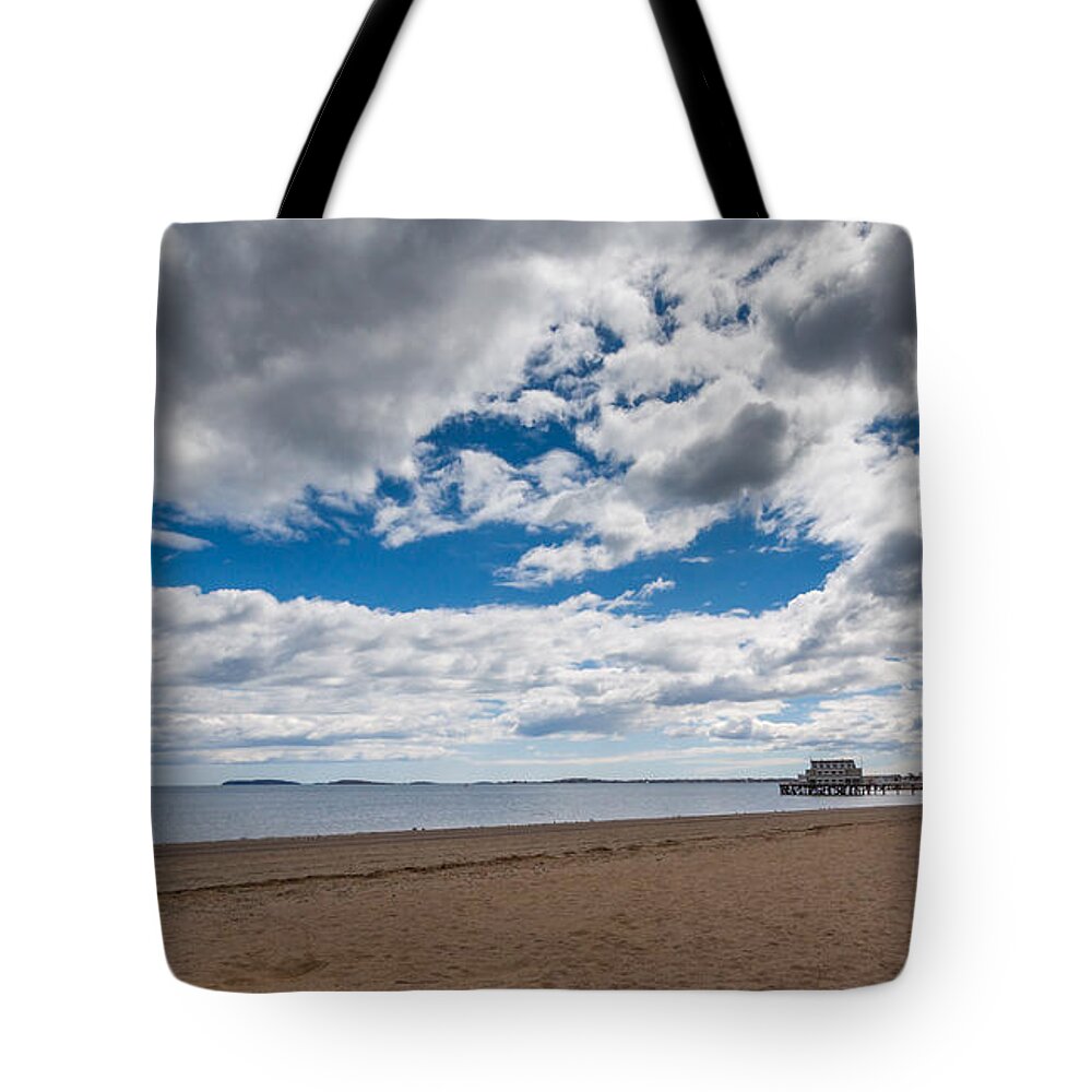 Quincy Tote Bag featuring the photograph Cloudy Beach Day by Brian MacLean