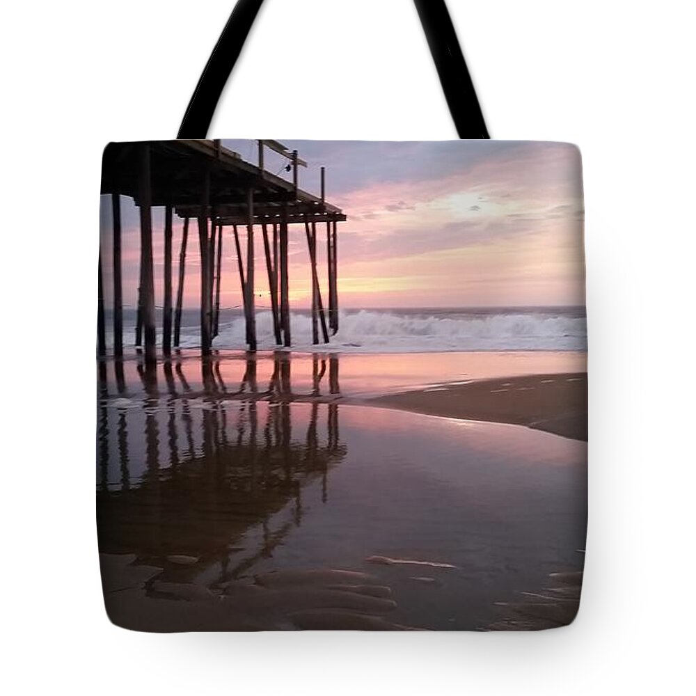 Sunrise Tote Bag featuring the photograph Cloudy Morning Reflections by Robert Banach