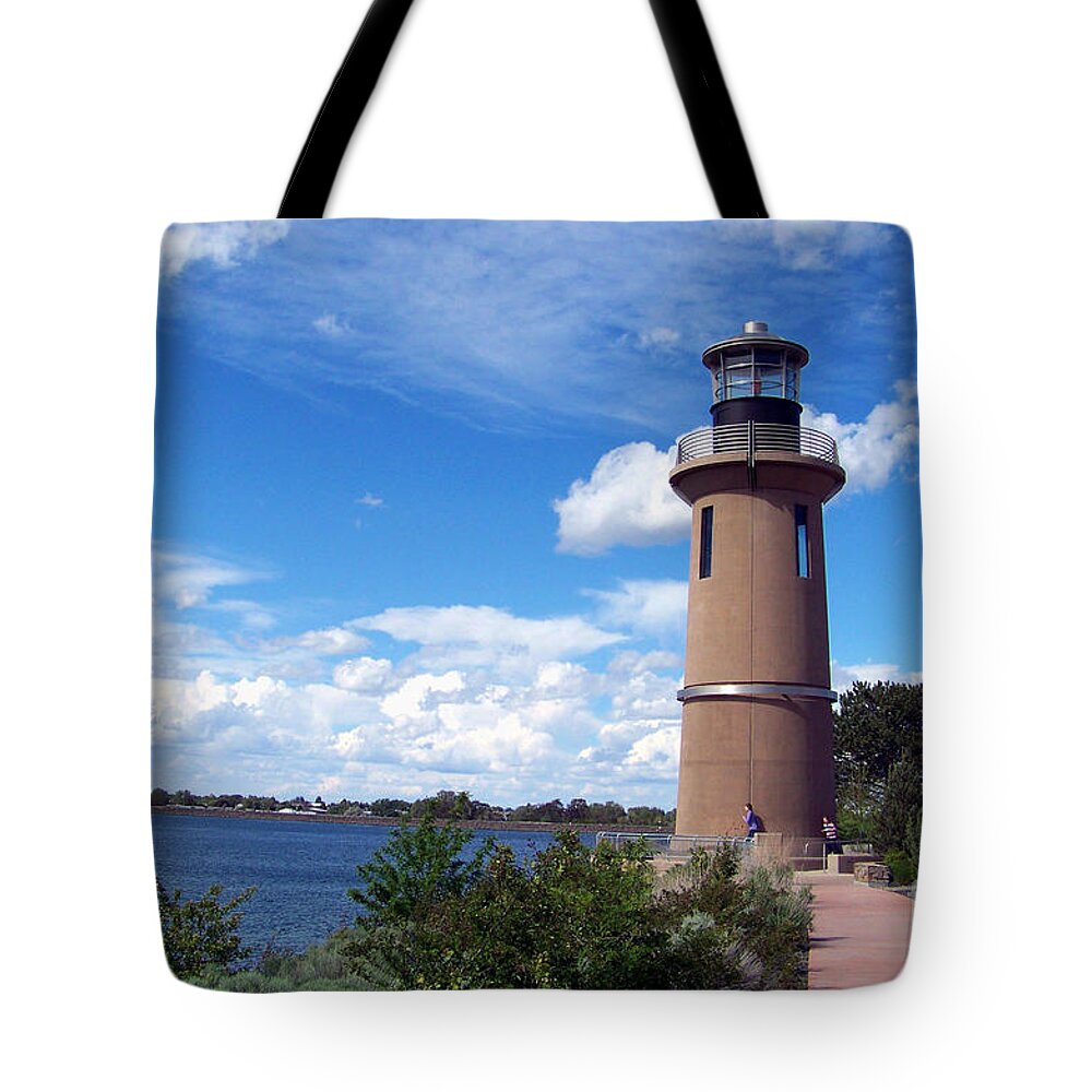 Lighthouse Tote Bag featuring the photograph Clover Island Lighthouse by Charles Robinson
