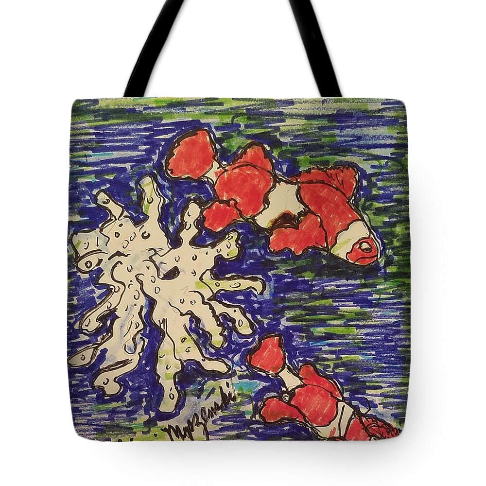 Fish Tote Bag featuring the painting Clown Fish by Geraldine Myszenski
