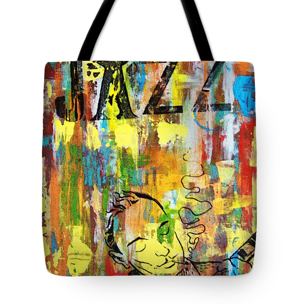 Club Tote Bag featuring the mixed media Club de Jazz by Sean Hagan