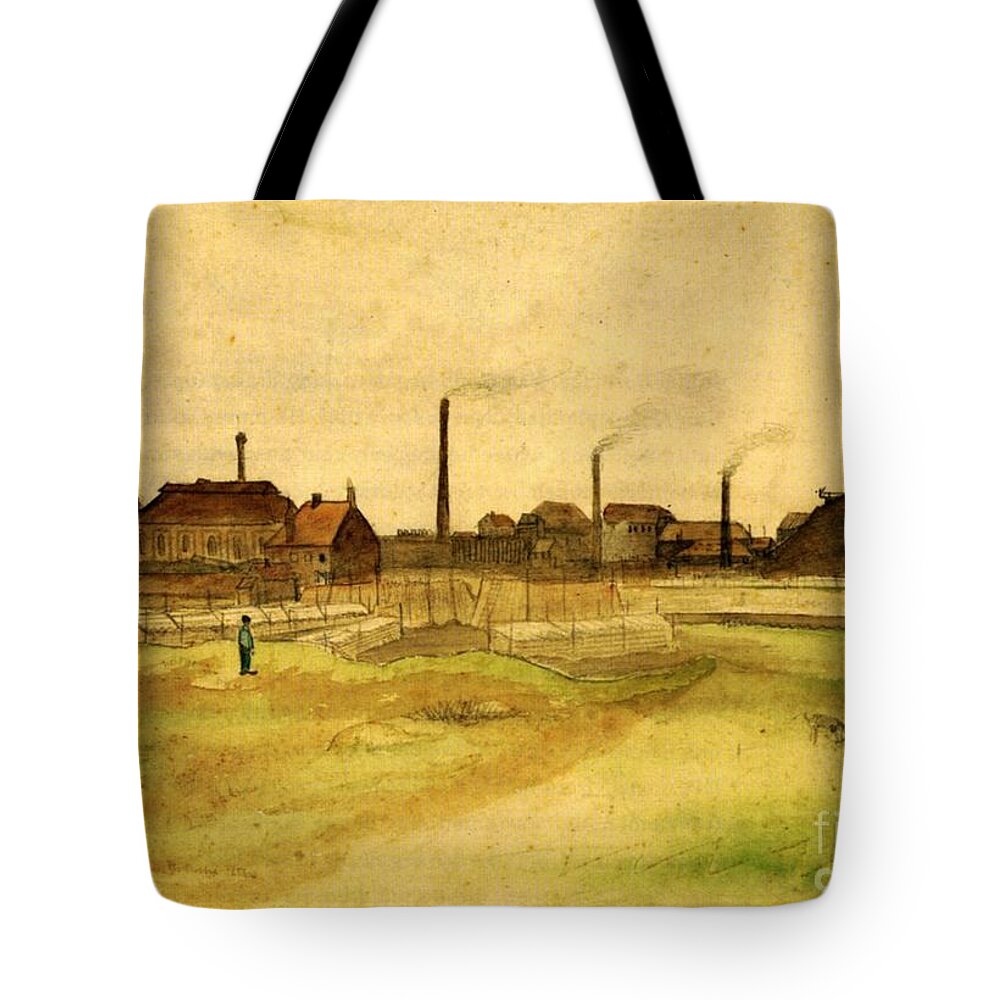 Vincent Van Gogh Paintigns Tote Bag featuring the painting Coalmine in the Borinage by MotionAge Designs