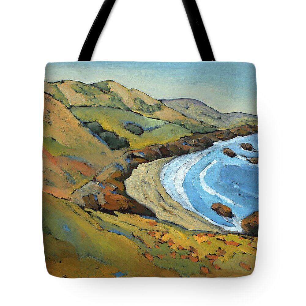 Seascape Tote Bag featuring the painting Coast Vista by Peggy Olsen