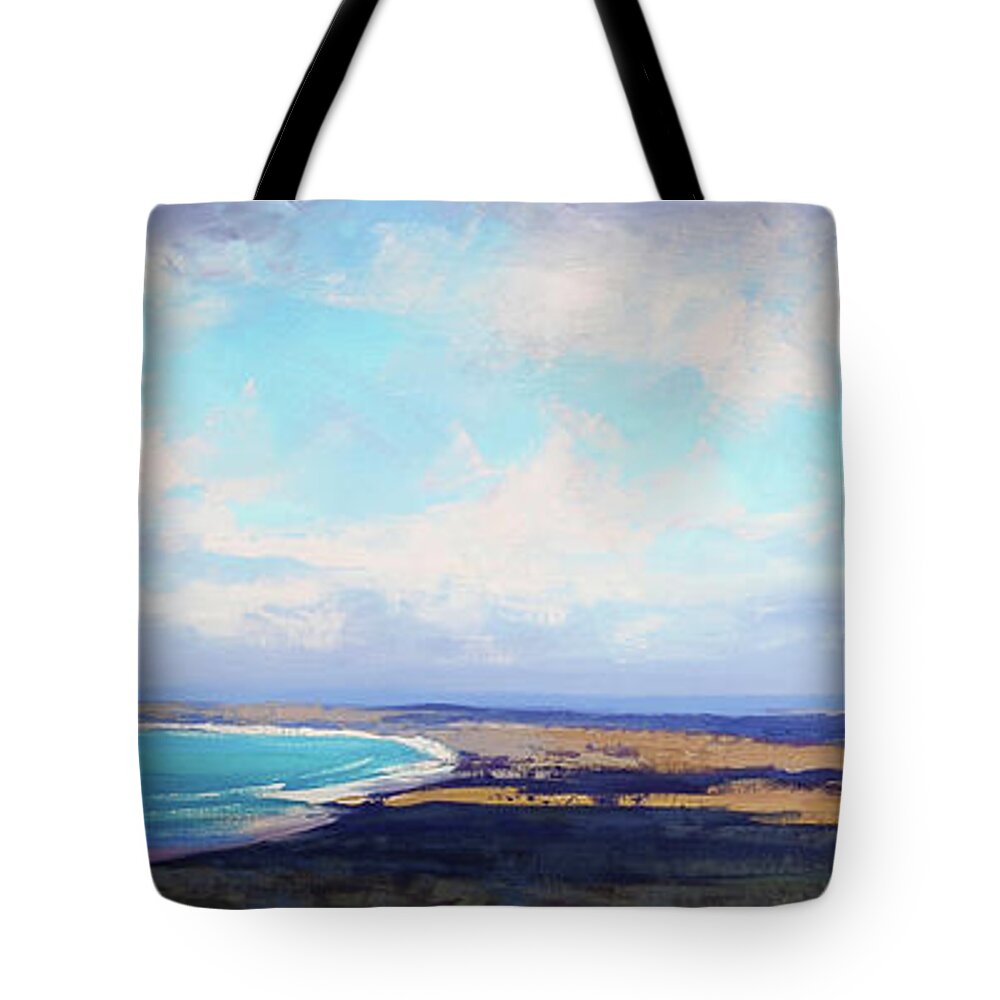 Nature Tote Bag featuring the painting Coastal Vista Nsw by Graham Gercken