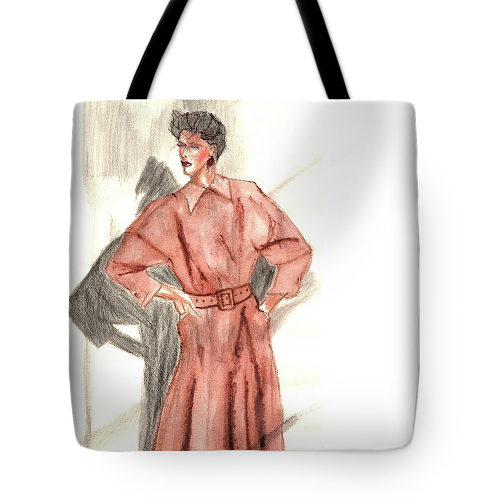 Girl Tote Bag featuring the mixed media Coatdress by Michelle Gilmore