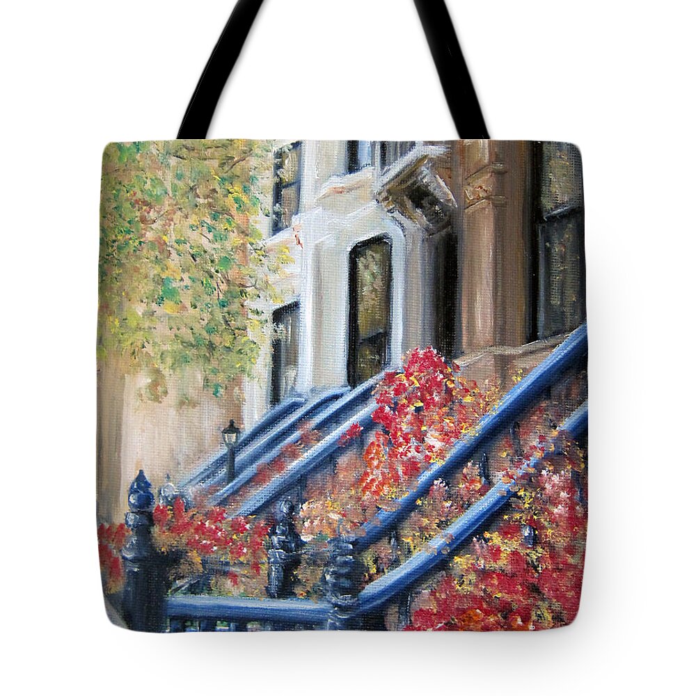 Ny City Tote Bag featuring the painting Cobble Hill by Leonardo Ruggieri
